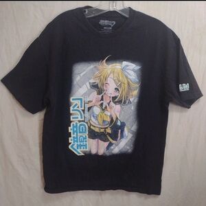 Kagamine Rin Hatsune Miku T-Shirt Graphic Tee Anime Black Size Large in Teens